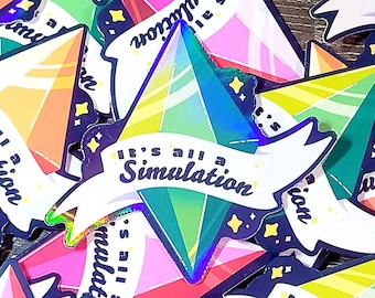 It's All a Simulation Plumbob Waterproof Vinyl Sticker | The Sims Sticker | The Sims gift