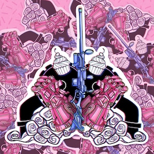 Sticker vinyle mat Arcane Caitlyn et Vi | Sticker League of Legends | Cadeau pour joueur
