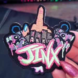 Jinx Middle Finger Embroidered Iron-on Patch | Arcane Decorarion | League of Legends Gift