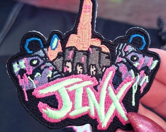 Jinx Middle Finger Embroidered Iron-on Patch | Arcane Decorarion | League of Legends Gift