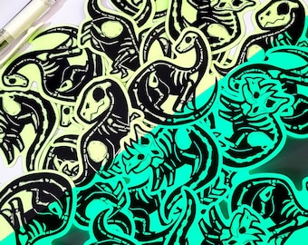 Glow in the Dark Dinosaur Skeleton Waterproof Vinyl Sticker