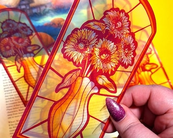 Eyes of the Sunflower Transparent Bookmark | Clear Creepy Bookmark | Unique Reader Gift