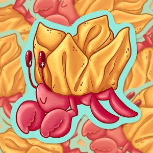 Hermit Crab Rangoon glänzender Vinyl Aufkleber | Süße Sommer Dekoration
