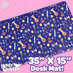 Tapete de mesa grande para jogos de arcade D&D | Armas de fantasia, mousepad grande