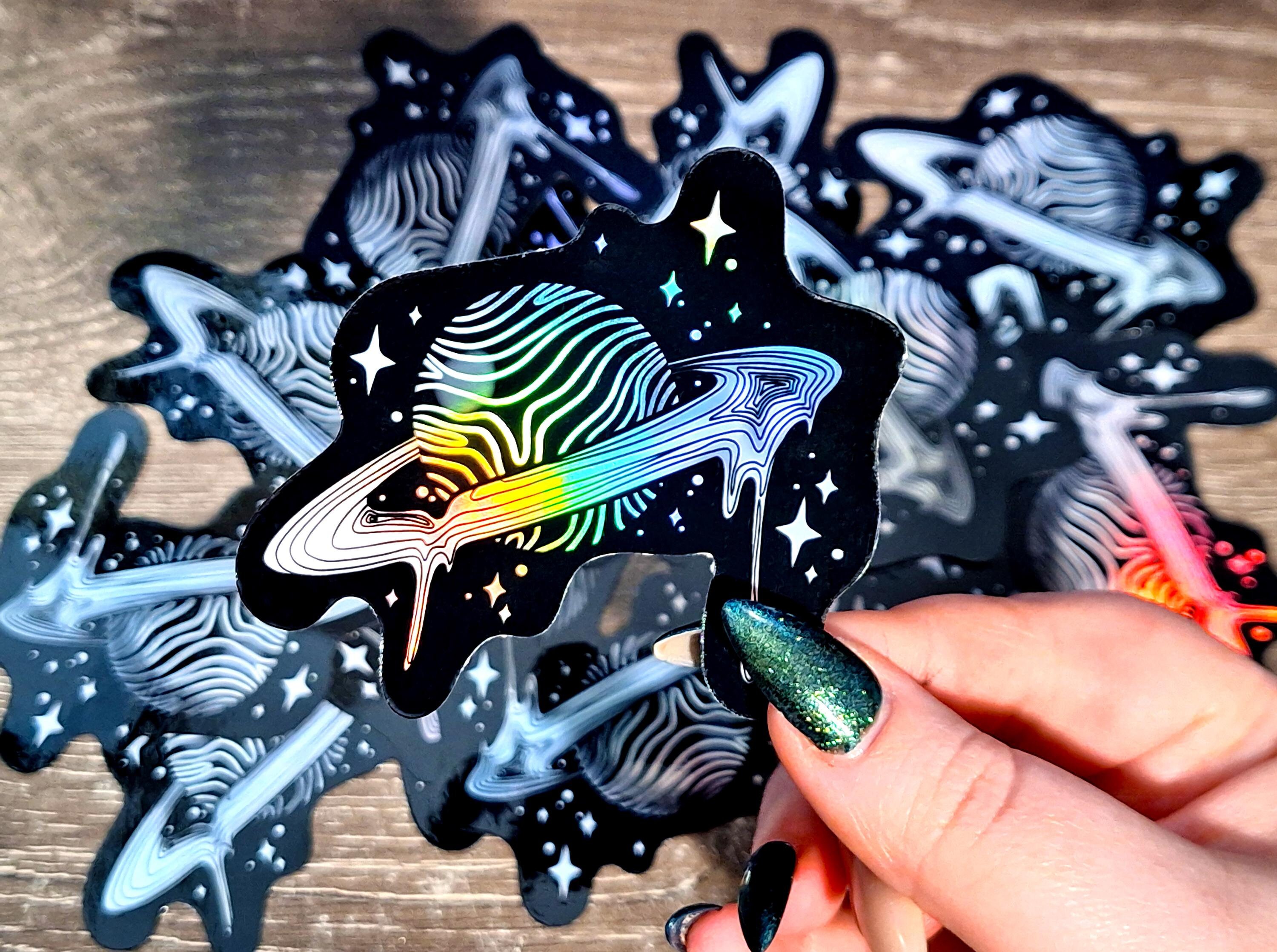 Drippy Saturn Planet Holographic Vinyl Sticker | Witchy Decal | Spacy Gift