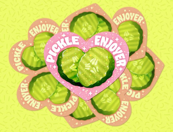 Holographic Star Heart Pickle Sticker: Funny Pickle Lover Gift