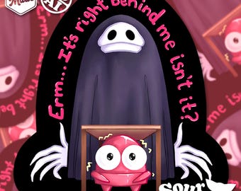 REPO Horror Game Sticker: "Ähm, es ist direkt hinter mir, nicht wahr?" Glänzender Vinyl-Aufkleber