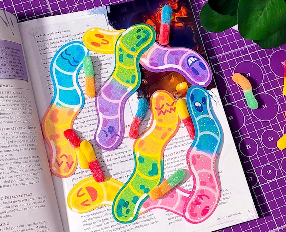 Gummy Worm Bookmark: Holographic Reading Accessory