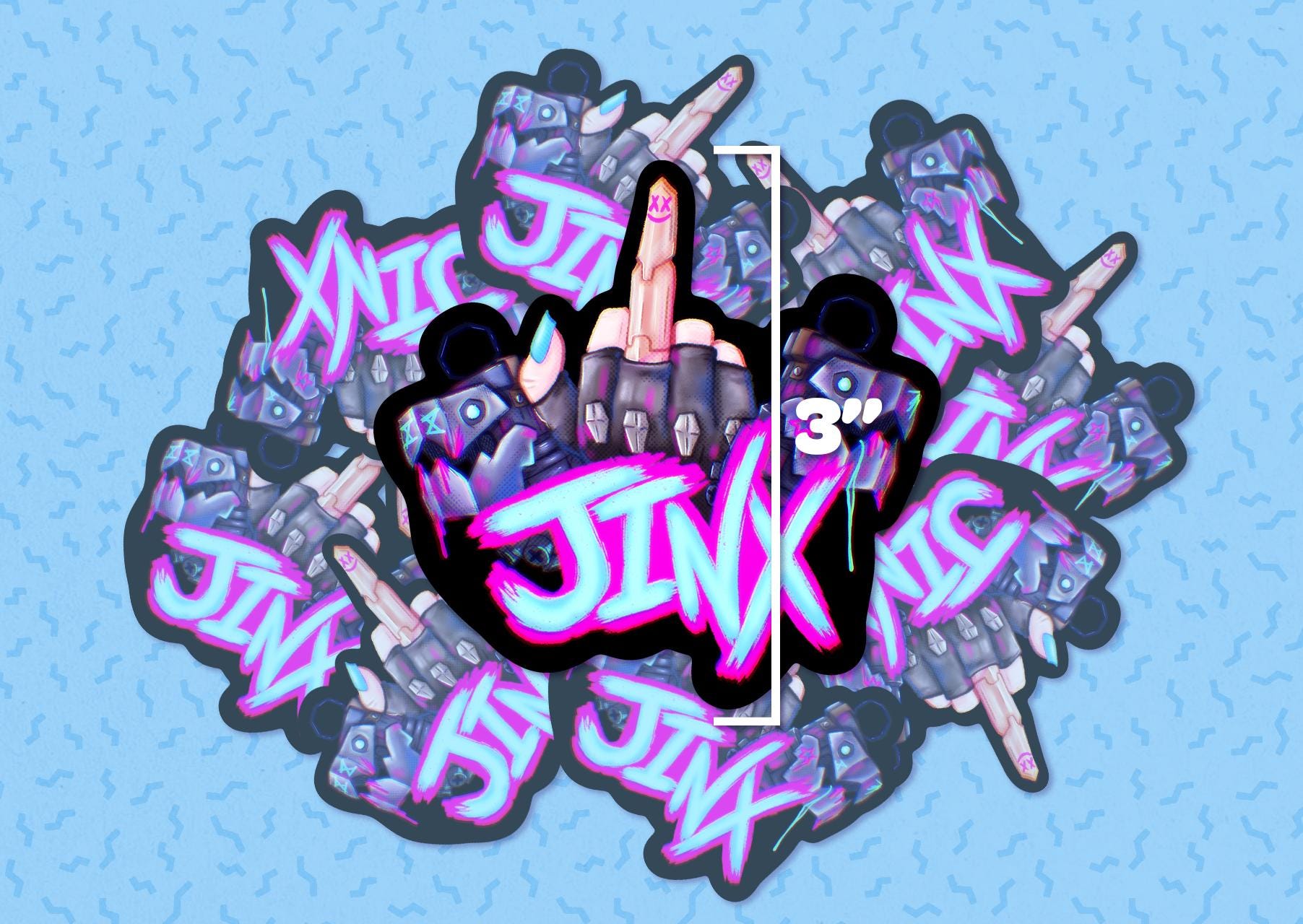 Jinx Middle Finger Holographic Vinyl Sticker | Arcane Decal