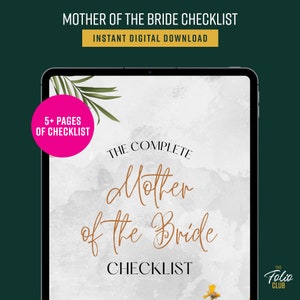Mother of the Bride Checklist, Wedding Planner, Goodnotes Planner, iPad Planner, Digital Planner, Wedding Journal, Instant Download