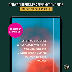 Développez votre entreprise Cartes d'affirmation numériques, Vision Board, Cartes pour la loi de l'attraction, Kit de manifestation, Prise en charge personnelle, Téléchargement instantané