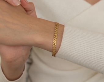 Bladarmband in Griekse stijl - dikke Romeinse schakelarmband in laagjes