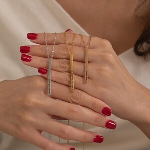 Collar de barra de oro: colgante grabado personalizado, joyería con nombre personalizado