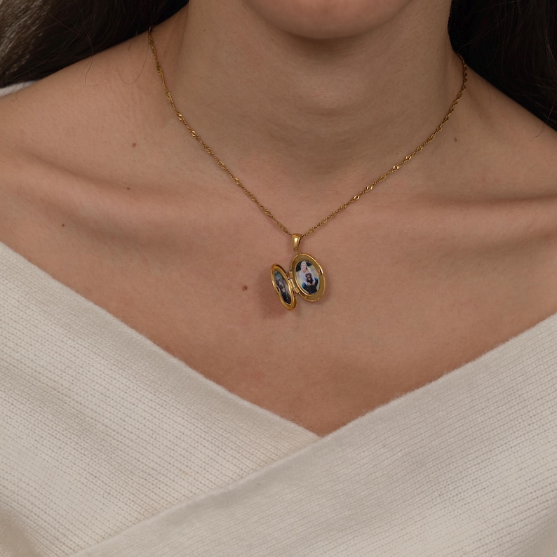 Birth Flower Picture Locket – Personalized Photo Pendant, Custom Birth Month Floral Keepsake Jewelry image 2