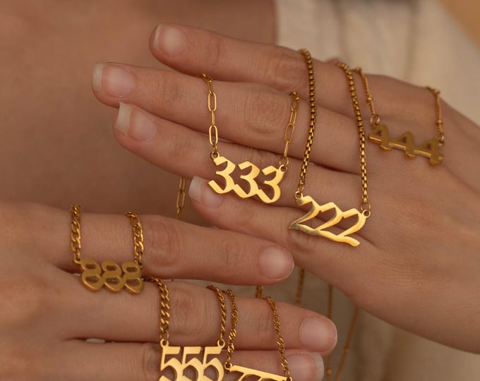 Angel Number Necklace – Custom Lucky Number Pendant, Meaningful Spiritual Numerology Jewelry