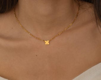 Four Leaf Clover Pendant Necklace – Lucky Charm, Stainless Steel