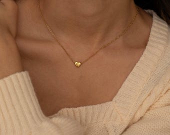 Gold Filled Small Heart Initial Letter Necklace, Waterproof Tinny Heart Personalized Neckalce Gift for her, Choker Necklace for Women