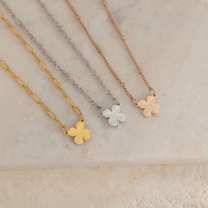 Dainty Clover Necklace, Small 4 Leaf Clover Necklace, Lucky Clover Jewelry, Birthday Gift for Her Graduation Gift Gold Filled Flower Clover