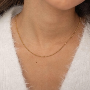 Satellite Necklace Everyday Chain Necklace Minimalist Layering Necklace Tarnish Free Jewelry Birthday Gift for Her Delicate Chain Choker