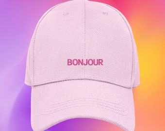 Bonjour Cap French Gifts Hat Any Colour Unisex Gifts for Him Her