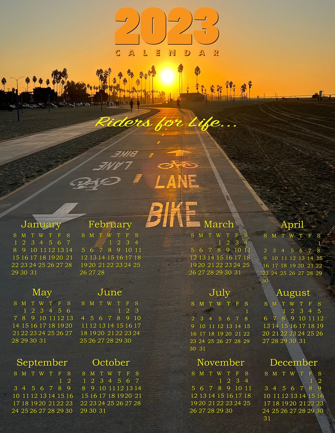 2023 Bike Theme - Year at A Glance Photo Calendar. - Etsy