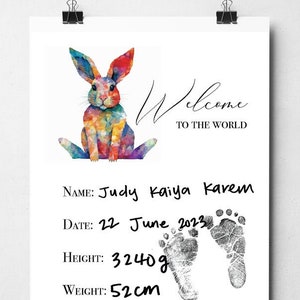 Printable Baby Announcement Sign, Hospital Footprint Sign, Newborn Footprint Name Sign, Baby Birth Stats Sign, Newborn Announcement Sign