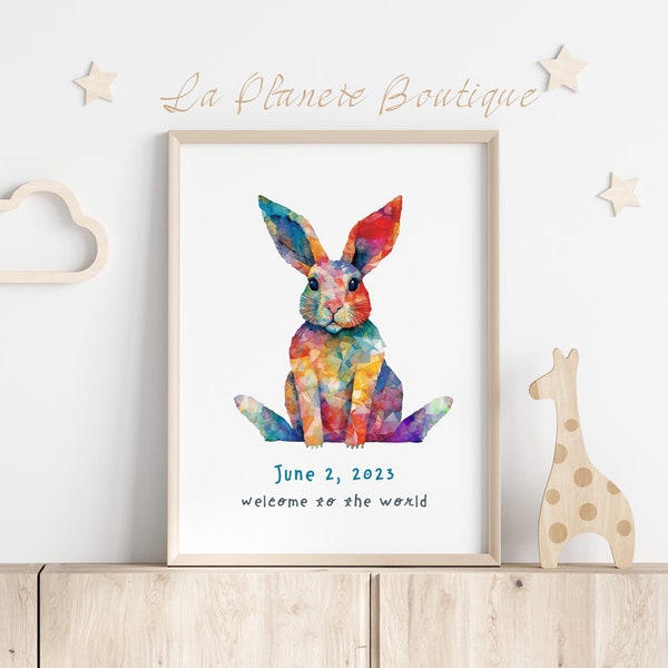 CUSTOM Year of the Rabbit personalized birthday gift, nursery decor, wall art, RABBIT Chinese Zodiac rabbit year  (2023, 2011, 1999, 1987)