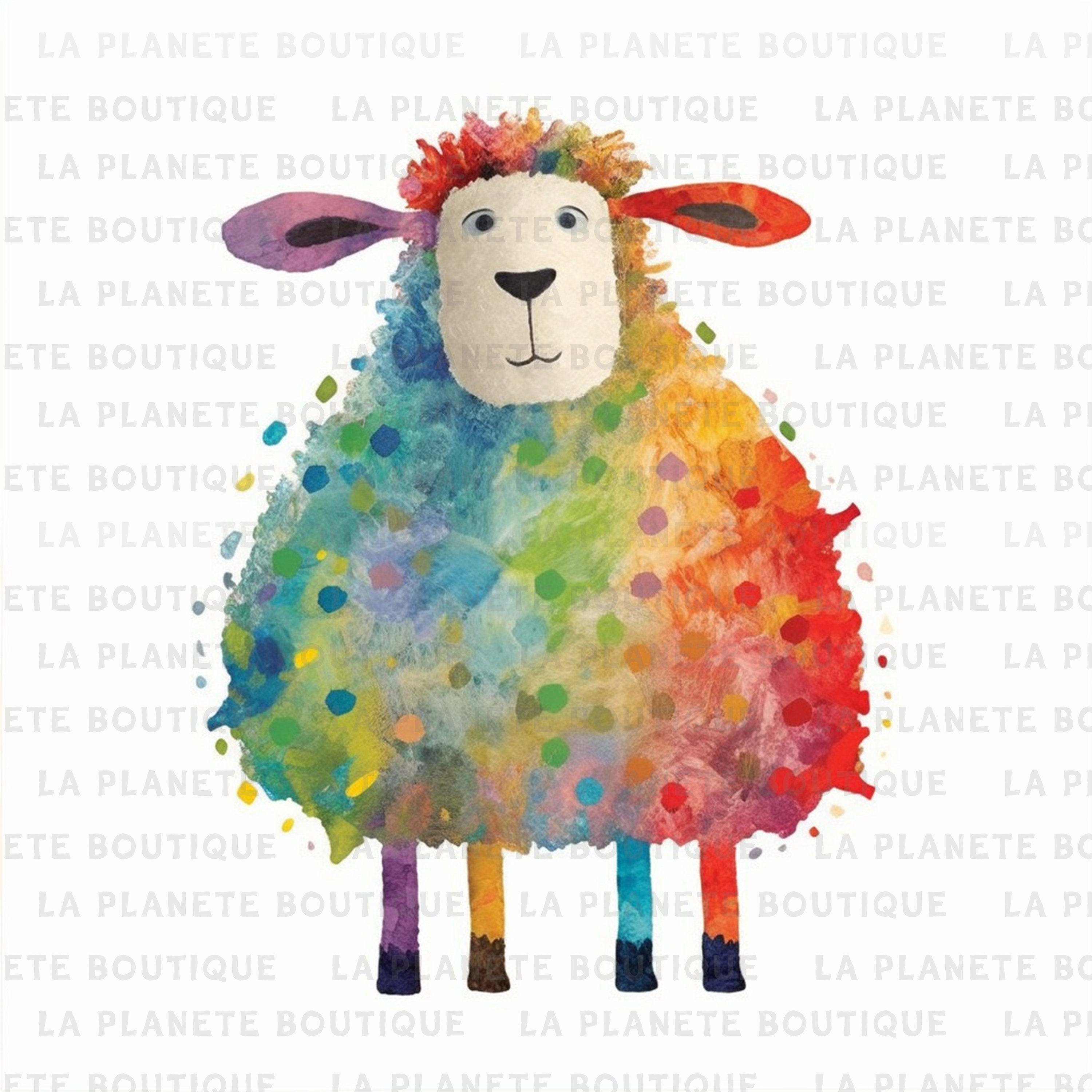 PRINTABLE all 3 Pictures Colorful Sheep for Kid's Room, Birthday Cards ...