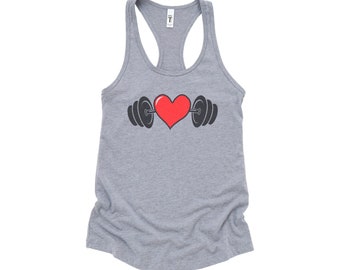 Heart Barbell Racerback Tank Top | Valentine's Workout Apparel