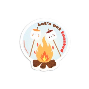 Let&#39;s Get Toasted Sticker | Campfire | Marshmallow | Decal