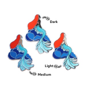 The Little Mermaid Under the Sea Enamel Pin Lapel Collection - Ariel Dark, Medium OR Light Skin Tone