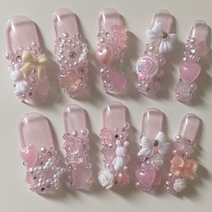 Kawaii Y2K Hime-gyaru Junk Nails Press-ons - Etsy