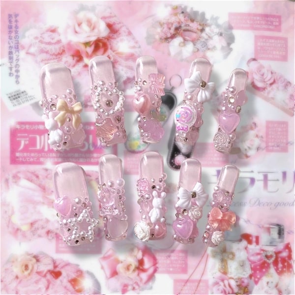 Kawaii Y2K Hime-gyaru junk nails press-ons