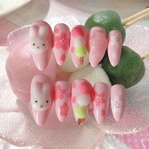 3D Miffy Sakura Dango press-ons nails