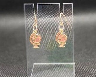 World Globe Rose Gold Dangle Earrings