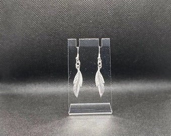 Feather Silver Toned Vintage Dangle Earrings