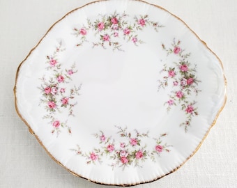 Paragon Victoriana Rose Cake Plate, 10", Brushed Gold Trim, Made in England, Royal Warrant