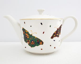 Skye McGhie Butterfly Teapot, Dawn Oman, Canadian First Nations Artist, Porcelain, 4-Cup