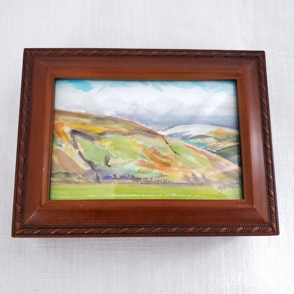 Musical Jewellery / Keepsake Box, Sankyo, Plays “That’s What Friends Are For,” Picture Frame Lid, Original Watercolour, Scottish Scene