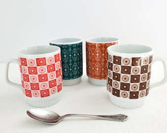 Four German Mugs, Porcelain, MCM, Rare Find