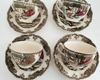 Johnson Brothers Friendly Village Teacups, “The Ice House,” Ironstone, Made in England
