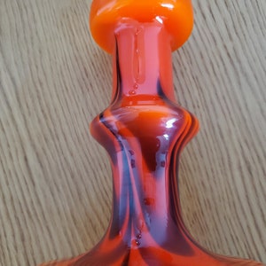 Italiensk glasvas, orange och svart, virvlande, opalin, Florens, Vetreria Barbieri, 1970-talet, 25 cm bild 6