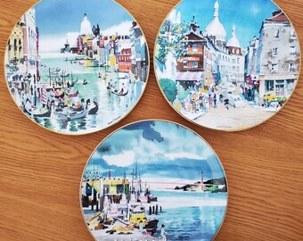 Royal Doulton Display Plate, Choice of Paris, Venice, or San Francisco Scene, 1970s, 10”