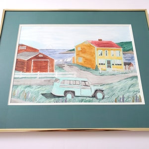 Originalgemälde, Küste von Neufundland, Aquarell, signiert, professionell gerahmt, 1990s, 48 x 40 cm