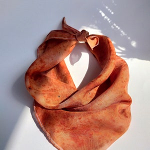 Botanically Dyed Silk Scarf Headscarf Sustainable Fashion Gift for Her Bright orange image 1