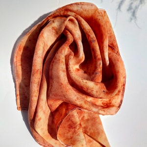 Botanically Dyed Silk Scarf Headscarf Sustainable Fashion Gift for Her Bright orange image 2