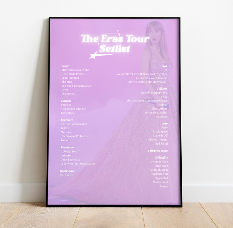 The Eras Tour Setlist Poster Speak Now Edition Taylor Swift Etsy.de