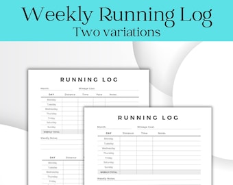 Minimalist Running Log Template: Weekly Tracker (Digital Download)
