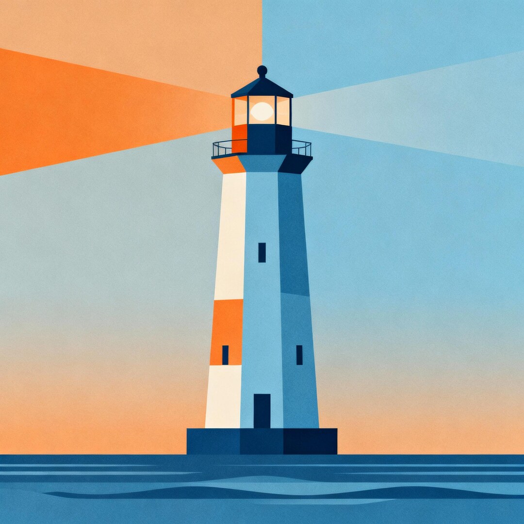 Minimalist Lighthouse at Dusk – Coastal Wall Art Digital Download - Etsy