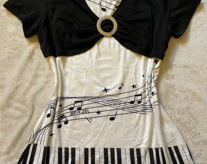 Musical Note Merch Music Note Shirt | Handmade Design | Piano Print Shirt | Whimsical Twee ...